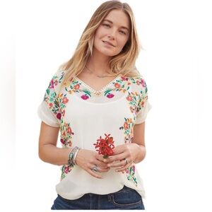 Sundance Tell Your Story Embroidered Floral Tunic